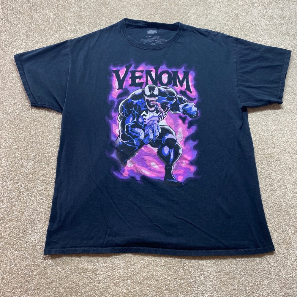 Marvel Venom Shirt Mens XL Black Graphic Print‎ Short Sleeve Crew Neck
